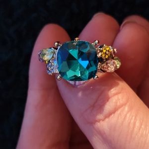 Teal and Multicolored Fashion Ring